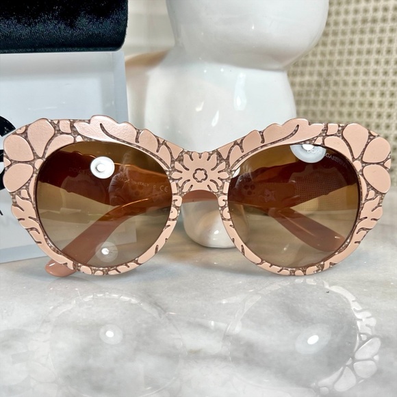 Dolce and Gabbana Pink/Brown Gradient DG4267 Brocade Cat Eye Sunglasses - Picture 2 of 9
